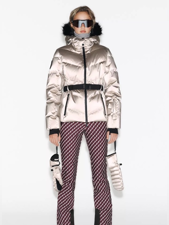 Zara Jackets & Blazers - Zara Ski Women's Metallic Ivory Puffer Jacket with Hood %80Down %20 feather